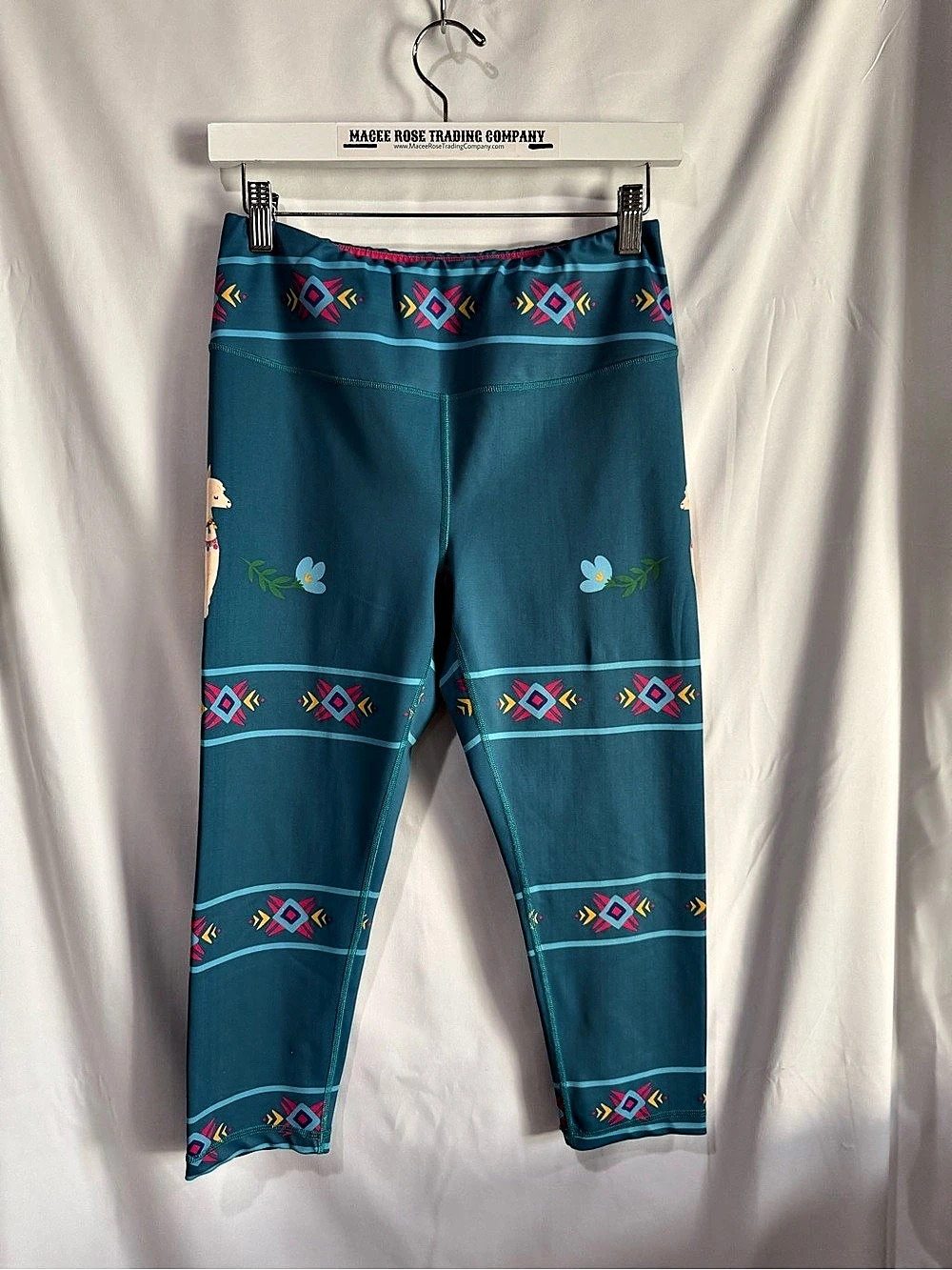 Kali Geometric Athletic Leggings in Blue & Pink Large